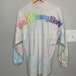 Disney World Cotton Candy Tie Dye Spirit‎ Jersey Rainbow Glitter XS